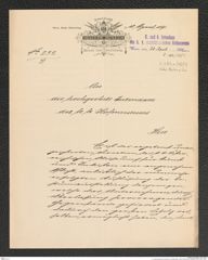 k.k. naturhistorisches Hofmuseum, Intendanzakten 1885-1896 (Hauer), Aktenzahl Z.283.a/1891, Seite 1